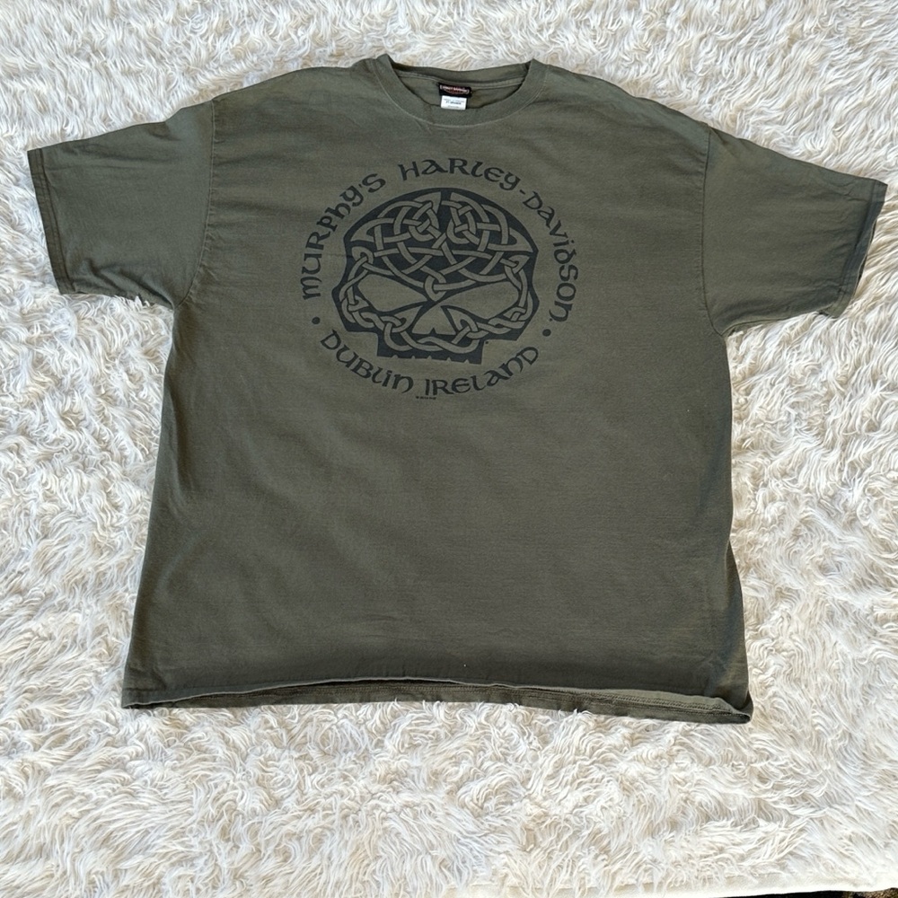 Harley Davidson Olive Green T-shirt Murphy’s Dublin Ireland Cotton 2X